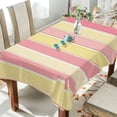 thumbnail image 1 of Yayeee Tablecloths for Rectangular Tables 60 x 108 inch Party Table Cover, Pink and Yellow Striped Pattern, 1 of 6