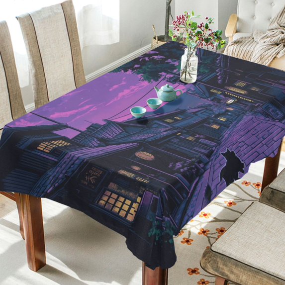 Yayeee Tablecloths for Rectangular Tables 54 x 72 inch Party Table Cover, Purple Street