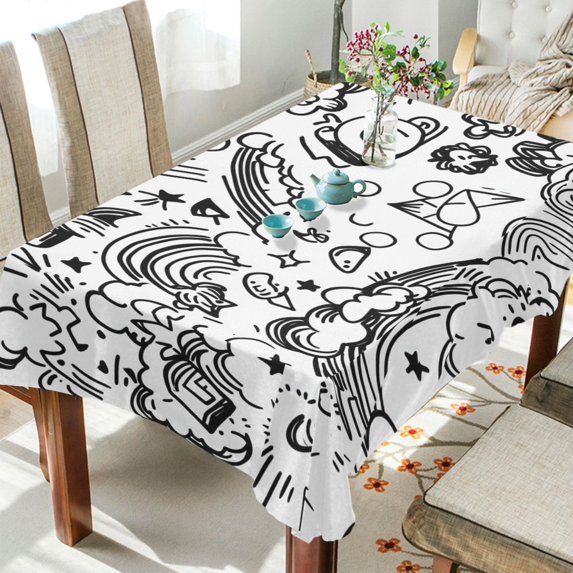 Yayeee Tablecloths for Rectangular Tables 60 x 60 inch Party Table Cover, Rainbows Clouds