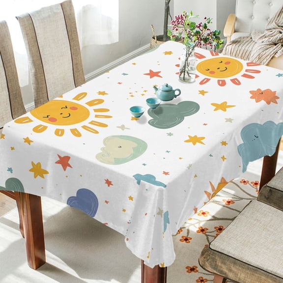 Yayeee Tablecloths for Rectangular Tables 54 x 72 inch Party Table Cover, Rainbows Pattern