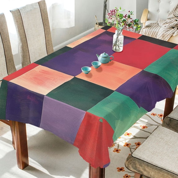 Yayeee Tablecloths for Rectangular Tables 60 x 120 inch Party Table Cover, Red and Purple Plaid Pattern