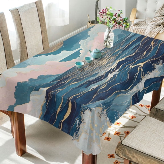 Yayeee Tablecloths for Rectangular Tables 54 x 54 inch Party Table Cover, Rolling Waves