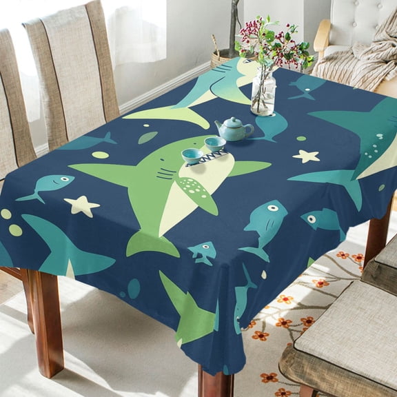 Yayeee Tablecloths for Rectangular Tables 60 x 120 inch Party Table Cover, Sharks Pattern