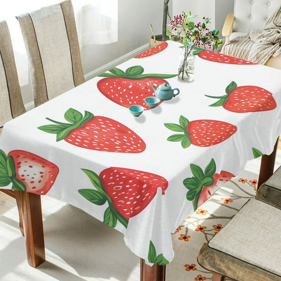 Yayeee Tablecloths for Rectangular Tables 54 x 54 inch Party Table Cover, Strawberry