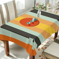 Yayeee Tablecloths for Rectangular Tables 54 x 54 inch Party Table Cover, Stripes and Circle