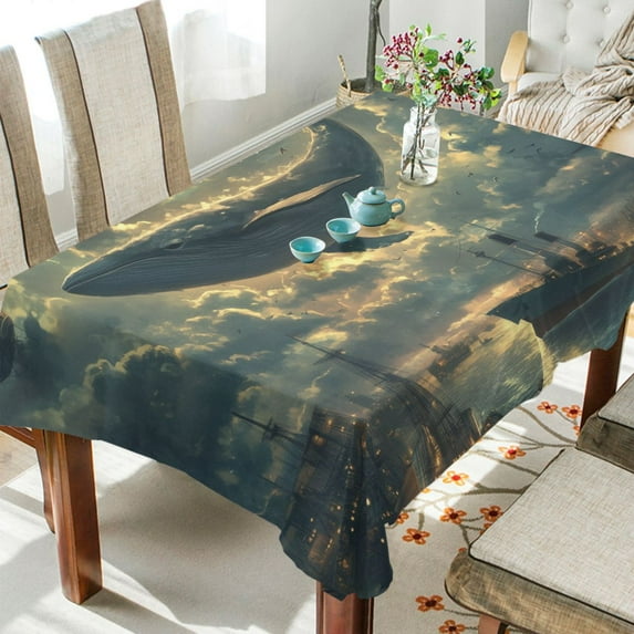 Yayeee Tablecloths for Rectangular Tables 54 x 54 inch Party Table Cover, Whale and Moon