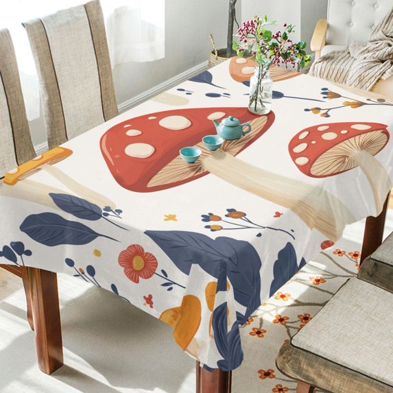Yayeee Tablecloths for Rectangular Tables 54 x 54 inch Party Table Cover, White Mushroom