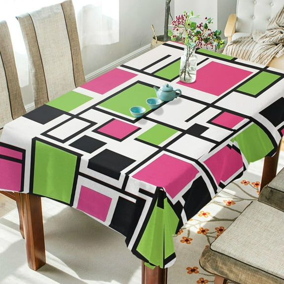 Yayeee Tablecloths 54" x 54" Rectangle Wrinkle Resistant Party Table Cover, Abstract Geometric