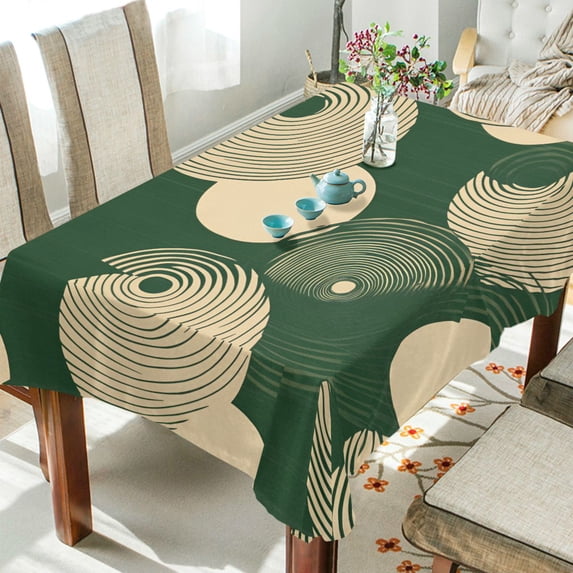 Yayeee Tablecloths 54" x 54" Rectangle Wrinkle Resistant Party Table Cover, Beige Abstract