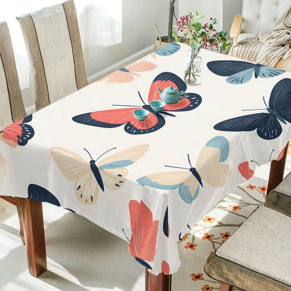 Yayeee Tablecloths 54" x 54" Rectangle Wrinkle Resistant Party Table Cover, Beige Butterflies
