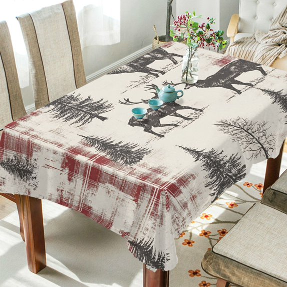 Yayeee Tablecloths 54" x 54" Rectangle Wrinkle Resistant Party Table Cover, Beige Deer
