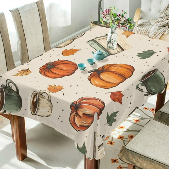 Yayeee Tablecloths 54" x 54" Rectangle Wrinkle Resistant Party Table Cover, Beige Fall Coffee