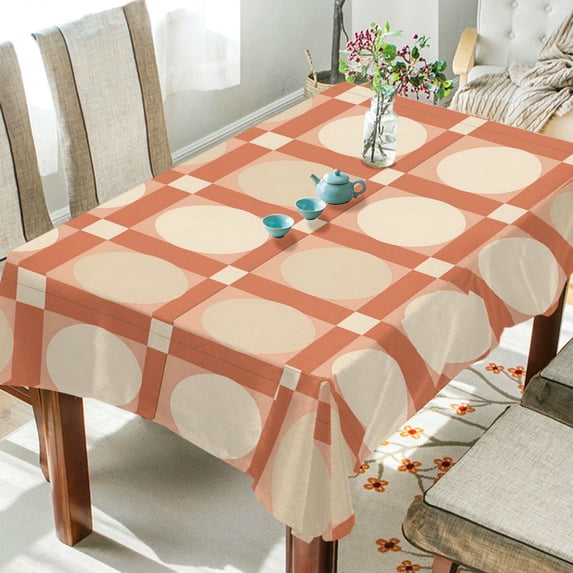 Yayeee Tablecloths 54" x 54" Rectangle Wrinkle Resistant Party Table Cover, Beige Geometric