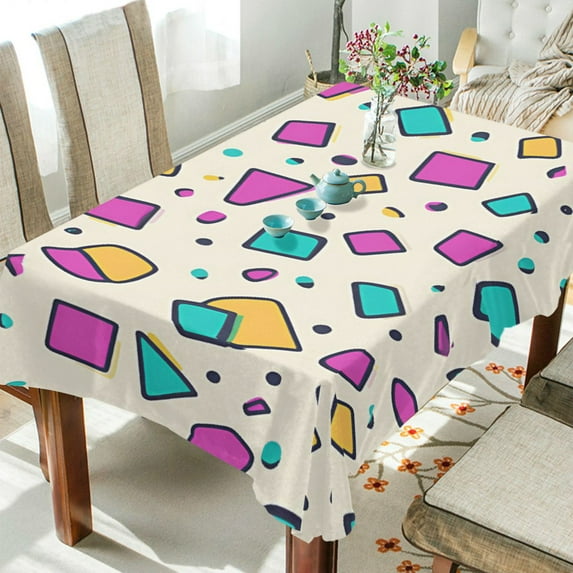 Yayeee Tablecloths 54" x 54" Rectangle Wrinkle Resistant Party Table Cover, Beige Retro Pattern