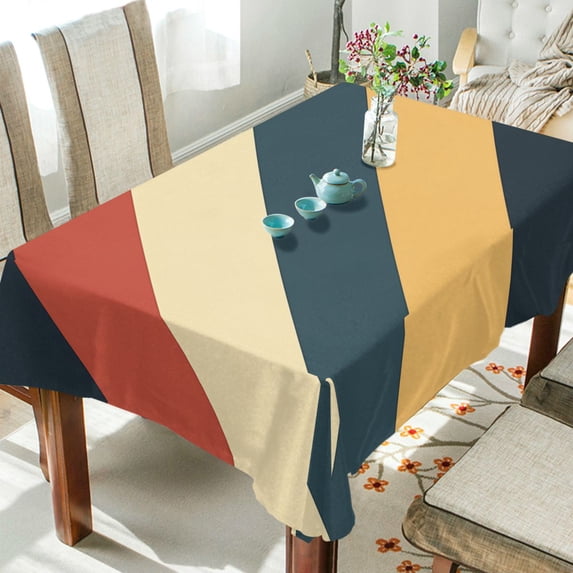 Yayeee Tablecloths 54" x 54" Rectangle Wrinkle Resistant Party Table Cover, Beige Stripes