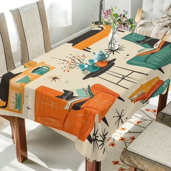 Yayeee Tablecloths 54" x 54" Rectangle Wrinkle Resistant Party Table Cover, Black Cats Reading