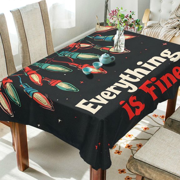 Yayeee Tablecloths 54" x 54" Rectangle Wrinkle Resistant Party Table Cover, Black Christmas Light