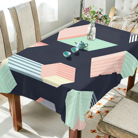Yayeee Tablecloths 54" x 54" Rectangle Wrinkle Resistant Party Table Cover, Black Cubes
