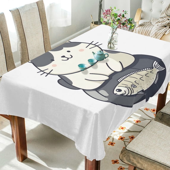 Yayeee Tablecloths 54" x 54" Rectangle Wrinkle Resistant Party Table Cover, Black Cute Cat