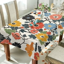Yayeee Tablecloths 54" x 54" Rectangle Wrinkle Resistant Party Table Cover, Black Flowers Pattern