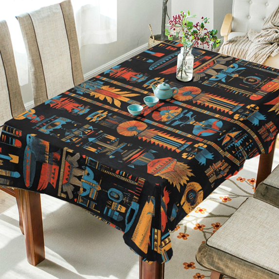 Yayeee Tablecloths 54" x 54" Rectangle Wrinkle Resistant Party Table Cover, Black Geometric
