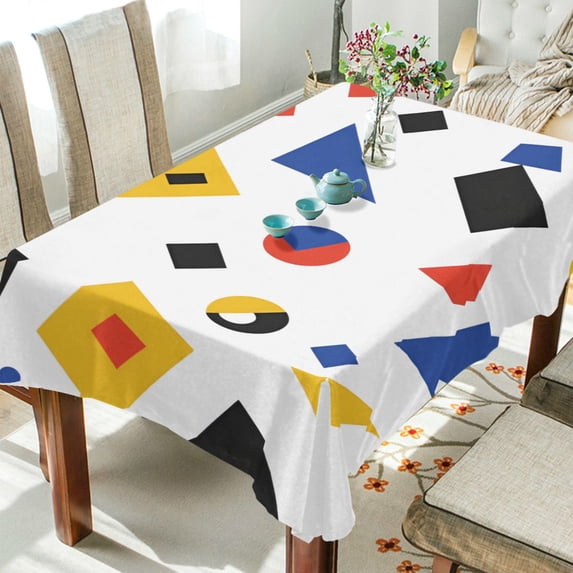 Yayeee Tablecloths 54" x 54" Rectangle Wrinkle Resistant Party Table Cover, Black Simple Shapes