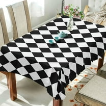 Yayeee Tablecloths 54" x 54" Rectangle Wrinkle Resistant Party Table Cover, Black and White Geometric