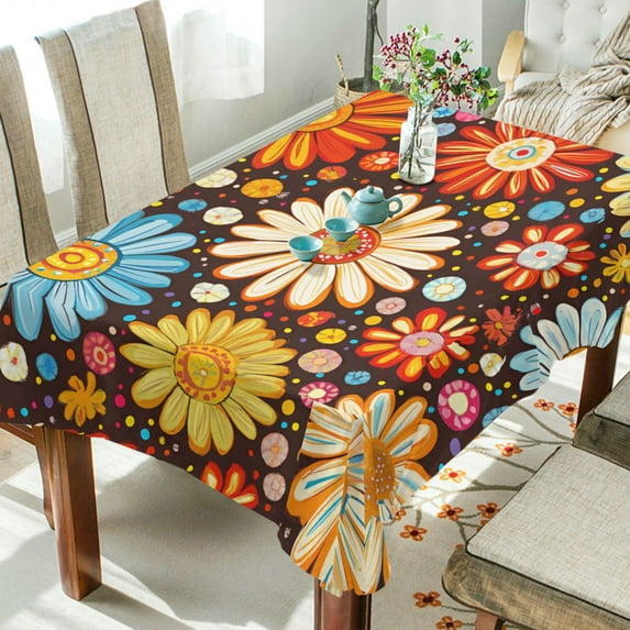 Yayeee Tablecloths 54" x 54" Rectangle Wrinkle Resistant Party Table Cover, Blooming Flowers