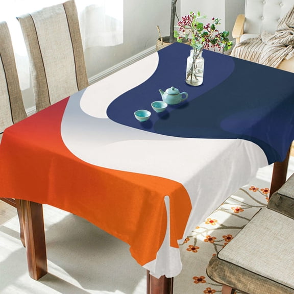 Yayeee Tablecloths 54" x 54" Rectangle Wrinkle Resistant Party Table Cover, Blue Abstract Wavy