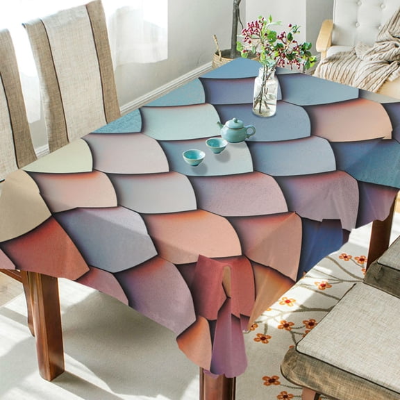 Yayeee Tablecloths 54" x 54" Rectangle Wrinkle Resistant Party Table Cover, Blue Art Pattern