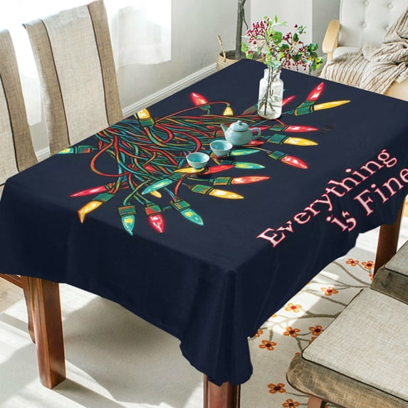 Yayeee Tablecloths 54" x 54" Rectangle Wrinkle Resistant Party Table Cover, Blue Christmas Light
