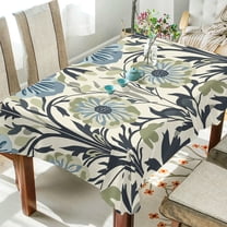 Yayeee Tablecloths 54" x 54" Rectangle Wrinkle Resistant Party Table Cover, Blue Floral Pattern