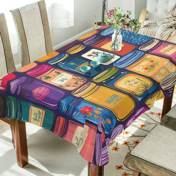 Yayeee Tablecloths 54" x 54" Rectangle Wrinkle Resistant Party Table Cover, Blue Jam