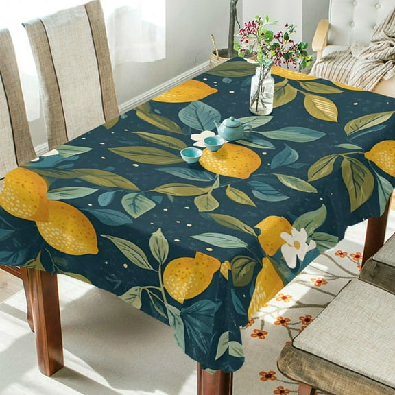 Yayeee Tablecloths 54" x 54" Rectangle Wrinkle Resistant Party Table Cover, Blue Lemons