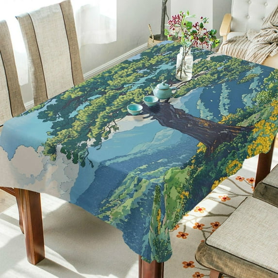 Yayeee Tablecloths 54" x 54" Rectangle Wrinkle Resistant Party Table Cover, Blue Mountain