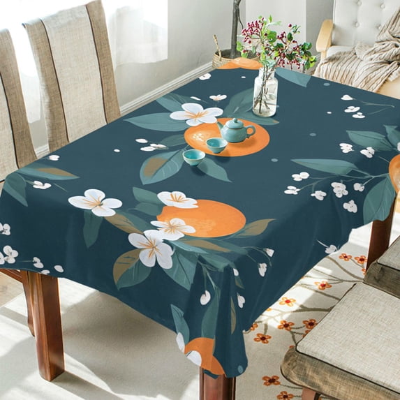 Yayeee Tablecloths 54" x 54" Rectangle Wrinkle Resistant Party Table Cover, Blue Oranges