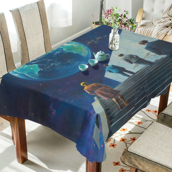 Yayeee Tablecloths 54" x 54" Rectangle Wrinkle Resistant Party Table Cover, Blue Planet