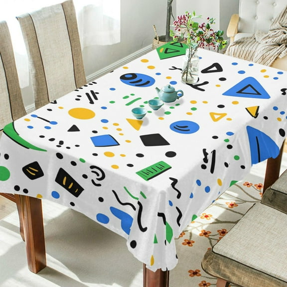 Yayeee Tablecloths 54" x 54" Rectangle Wrinkle Resistant Party Table Cover, Blue Simple Shapes