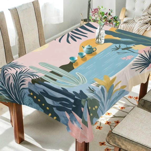 Yayeee Tablecloths 54" x 54" Rectangle Wrinkle Resistant Party Table Cover, Boho Style Sun