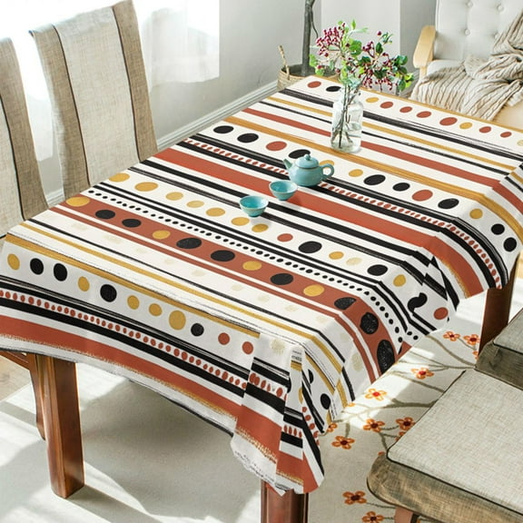 Yayeee Tablecloths 54" x 54" Rectangle Wrinkle Resistant Party Table Cover, Brown Abstract Dots