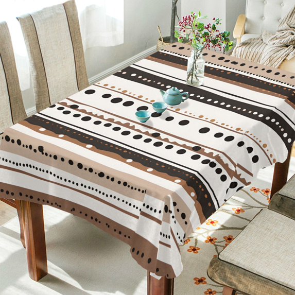 Yayeee Tablecloths 54" x 54" Rectangle Wrinkle Resistant Party Table Cover, Brown Abstract Stripes