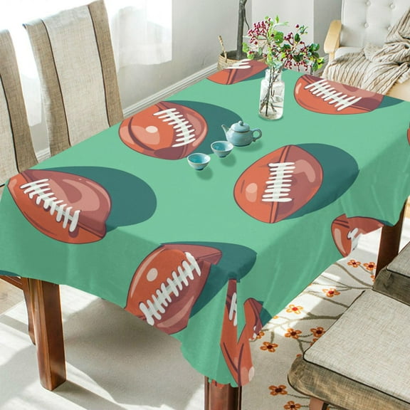 Yayeee Tablecloths 54" x 54" Rectangle Wrinkle Resistant Party Table Cover, Brown American Footballs