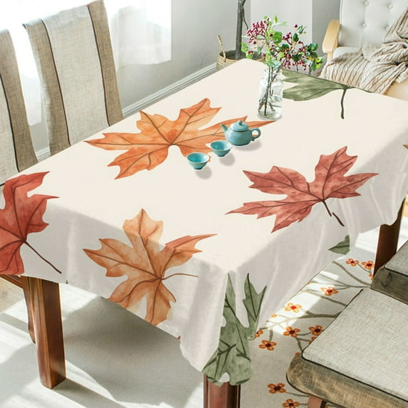 Yayeee Tablecloths 54" x 54" Rectangle Wrinkle Resistant Party Table Cover, Brown Autumn Leaves