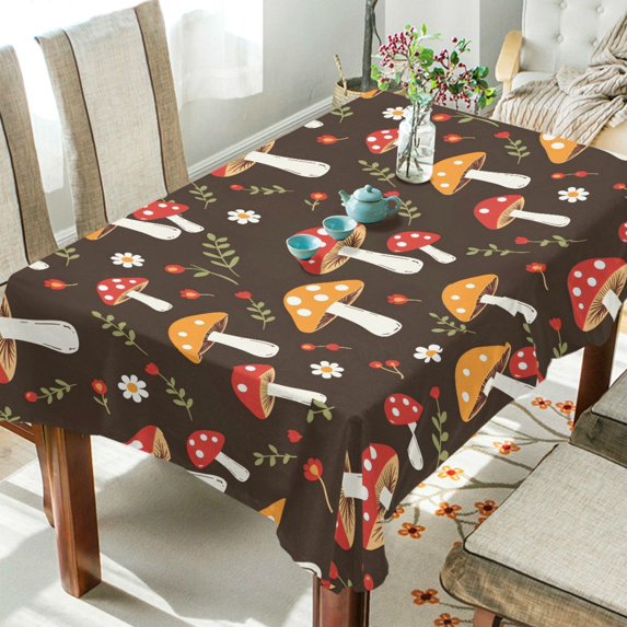 Yayeee Tablecloths 54" x 54" Rectangle Wrinkle Resistant Party Table Cover, Brown Mushroom Pattern