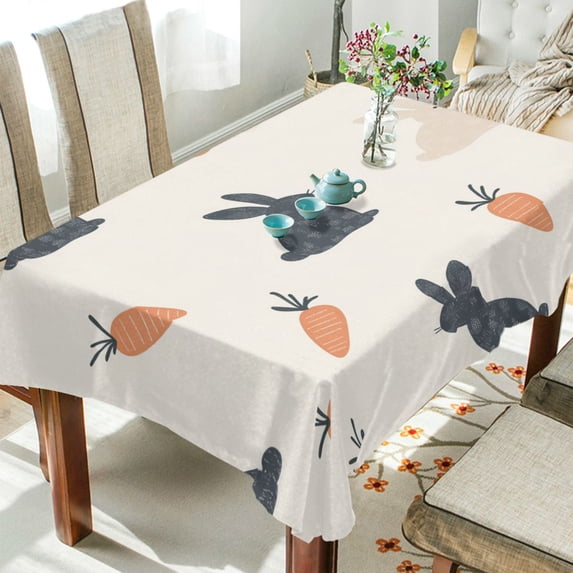 Yayeee Tablecloths 54" x 54" Rectangle Wrinkle Resistant Party Table Cover, Bunnies and Carrots