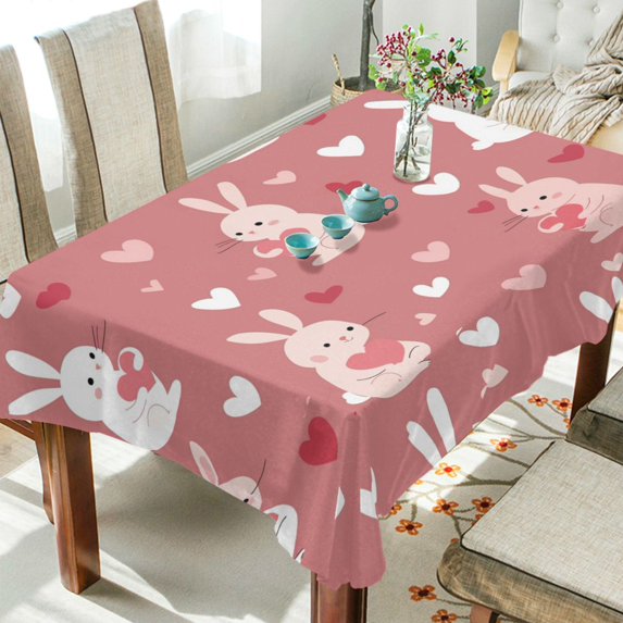 Yayeee Tablecloths 54" x 54" Rectangle Wrinkle Resistant Party Table Cover, Bunny Love Blooms