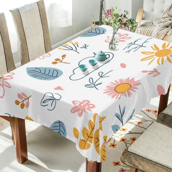 Yayeee Tablecloths 54" x 54" Rectangle Wrinkle Resistant Party Table Cover, Cartoon Doodles