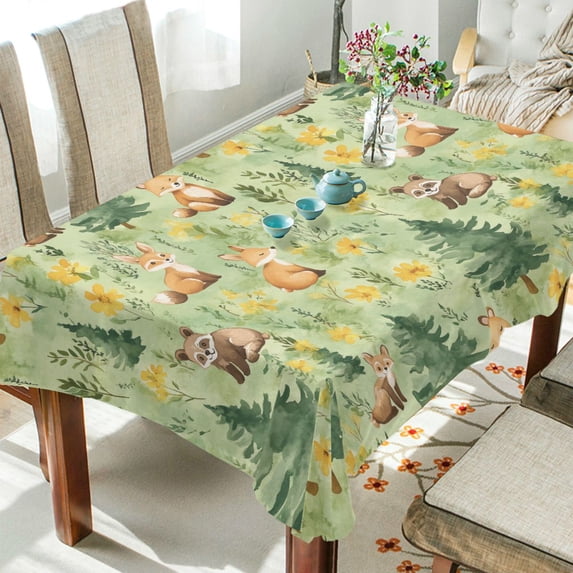 Yayeee Tablecloths 54" x 54" Rectangle Wrinkle Resistant Party Table Cover, Cartoon Forest Animals