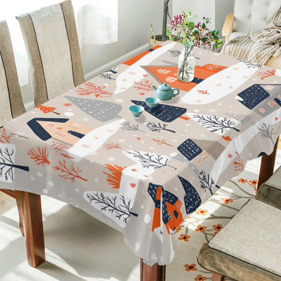 Yayeee Tablecloths 54" x 54" Rectangle Wrinkle Resistant Party Table Cover, Cartoon Gray Houses