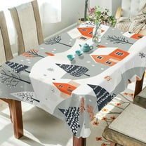 Yayeee Tablecloths 54" x 54" Rectangle Wrinkle Resistant Party Table Cover, Cartoon Orange Houses